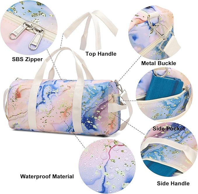 BLUBOON Sport Gym Duffle Bag for Women Girls Weekender Overnight Duffel Bag (Bronzing orange) 19.7"x9.5"x9.9"