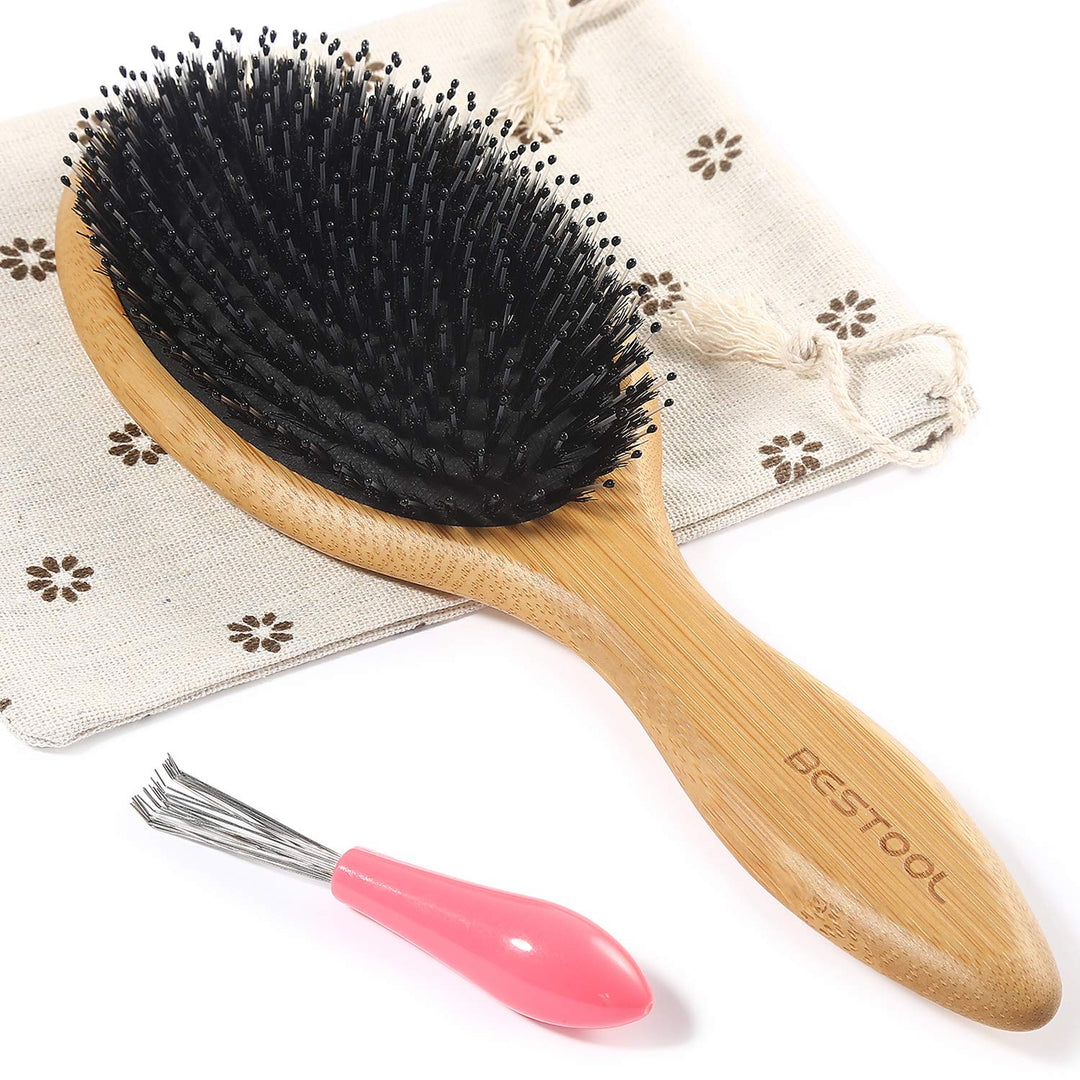 BESTOOL Hair Brush, Boar Bristle Hair Brushes for Women men Kid, Boar & Nylon Bristle Brush for Wet/Dry Hair Smoothing Massaging Detangling, Everyday Brush Enhance Shine & Health Natural
