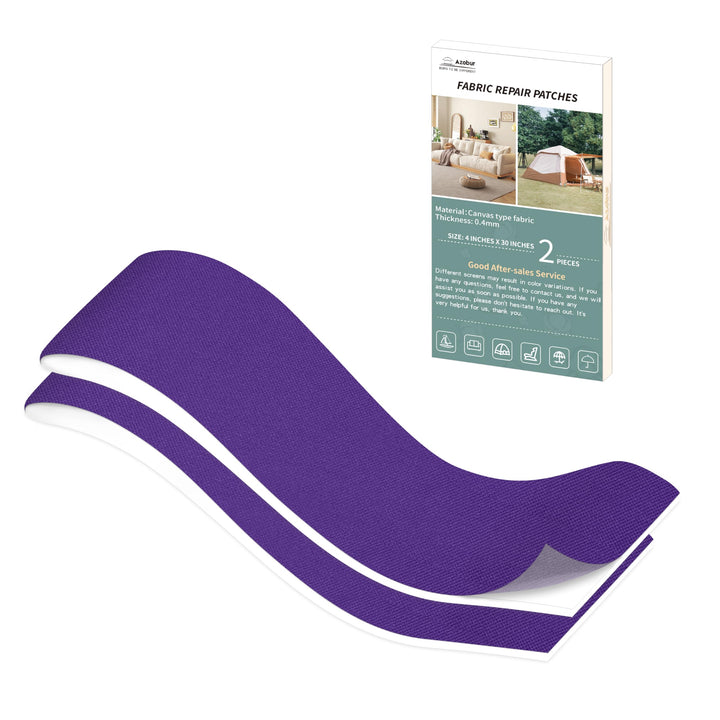 Azobur 2 Pieces Waterproof Extra Large Canvas Repair Tape, Boat Cover Repair Kit, Tent Repair Tape, Pop Up Canvas Repair Kit, Suitable for Various Fabric Repair (Dark Purple)