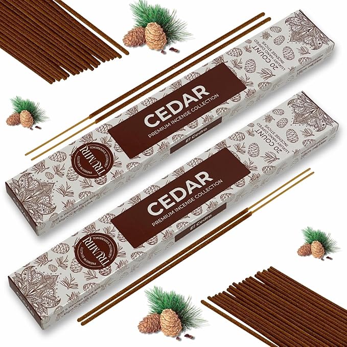 Cedar Incense Sticks - Total 40 Insence-Sticks - Dual Pack of 20 Insense - Inciensos - Inscents - Natural Non Toxic Ingredients - Incents - Incence - Inscense - Insents