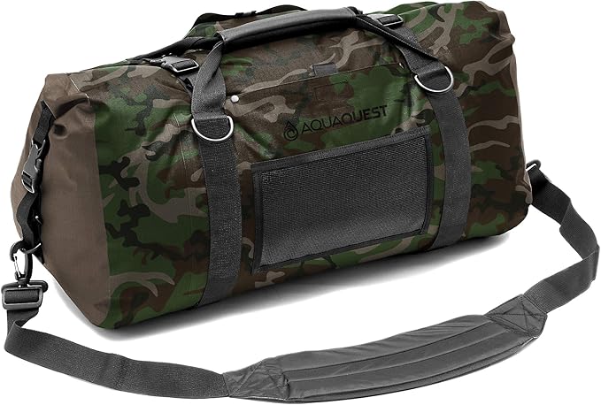 AquaQuest White Water Duffel - 100% Waterproof, Heavy Duty, Versatile, Comfortable - Durable Protective Dry Bag for Travel, Sport, Motorcycle, Boat, Fishing - 50, 75, or 100 L