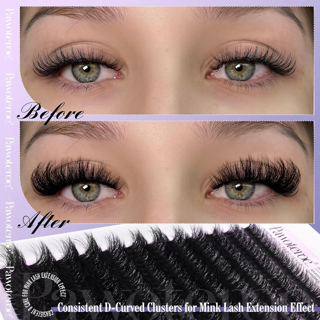 80D Full Volume Eyelash Clusters Kit | DIY Lash Extensions with Bond & Tweezers