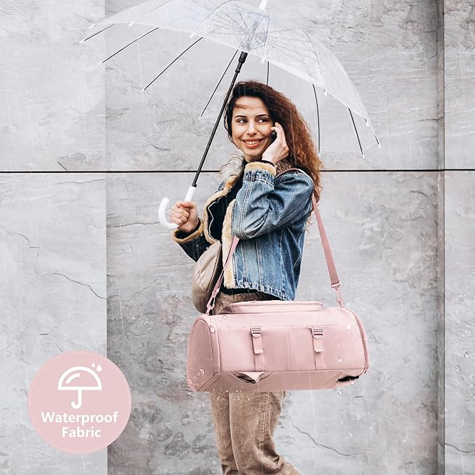 MIYCOO Gym Bag with Shoes Compartment and Wet Pocket - Sports Duffle for Men and Women, Travel Backpack Weekender Overnight Bag Pink