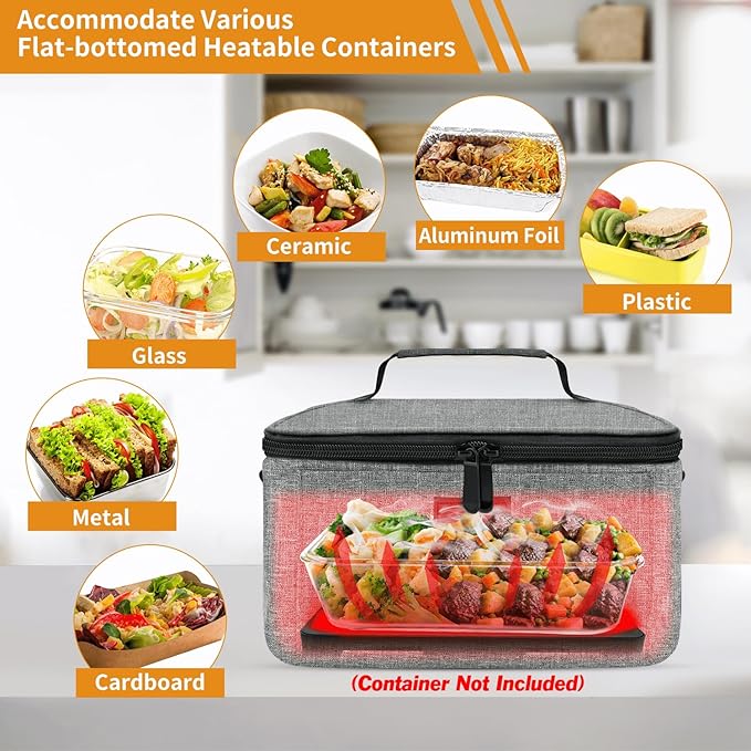 Portable Oven | 110V Portable Food Warmer | Mini Portable Microwave Electric Heated Lunch Box for Cooking & Reheating Food in Office, Dorm, Hotel, Potlucks, Travel, Home | Aotto