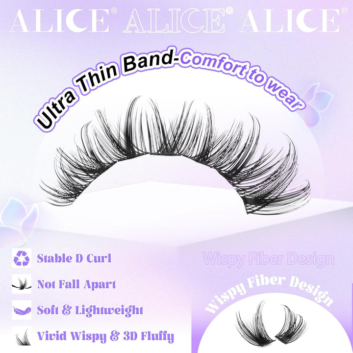 ALICE DIY Natural Lash Clusters | Wispy Anime Cat Eye | 10-16mm, 144 Pcs