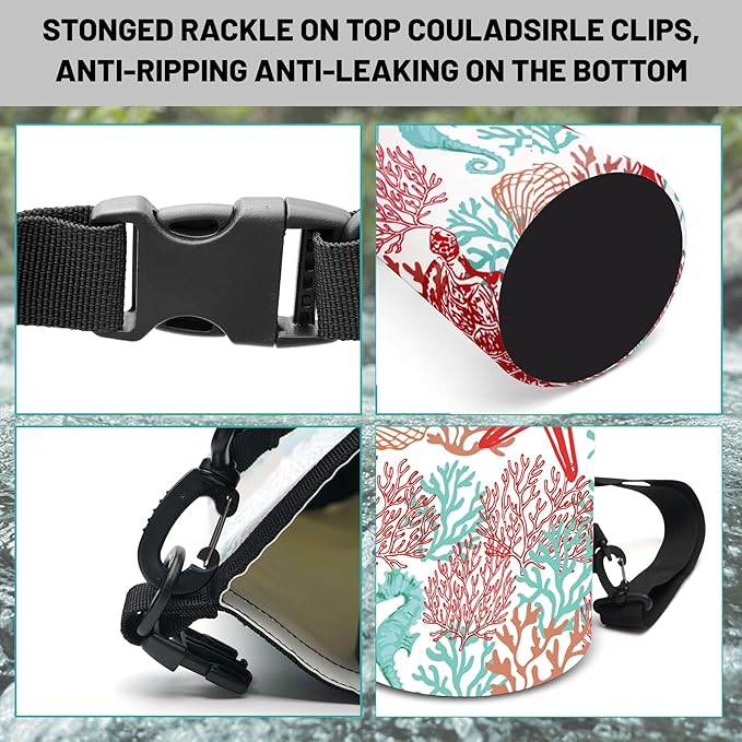 Waterproof Dry Bag,Roll Top Sea Turtle Starfish Coral Waterproof Backpack 5L/10L/20L Floating and Lightweight Bags for Kayaking, Boating, Fishing, Swimming and Camping with Waterproof Phone Case