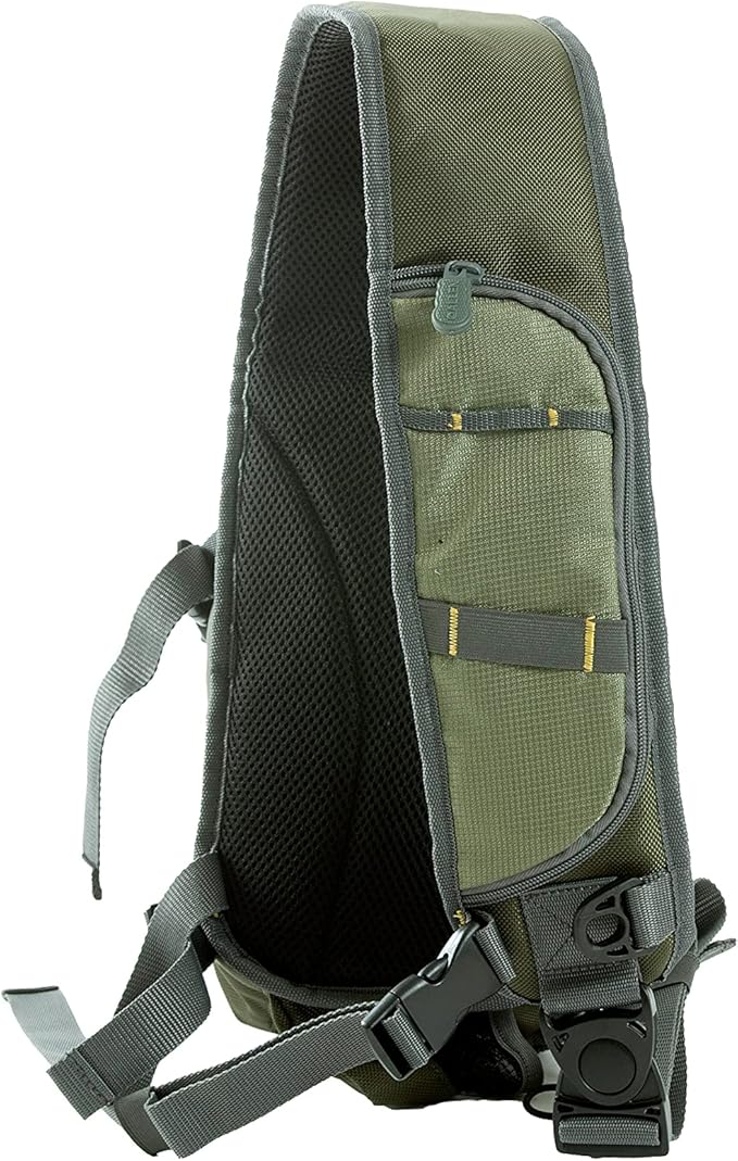 Allen Company Cedar Creek Fly Fishing Sling Pack - Fits up to 4 Tackle/Fly Boxes and Other Accessories - Gray and Lime/Olive