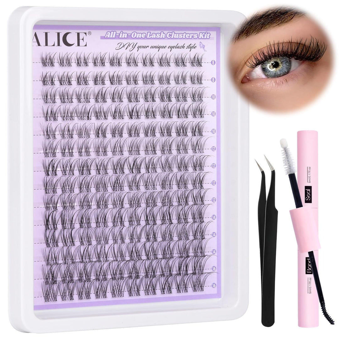 ALICE DIY Natural Lash Clusters | Wispy Anime Cat Eye | 10-16mm, 144 Pcs