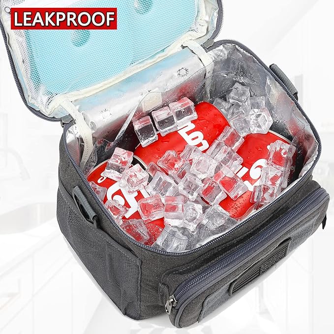 FlowFly Lunch Bag, Insulated Cooler, Thermal Lunch Box Tote with MOLLE/PALS Webbing, Adjustable Padded Shoulder Strap, for Tactical Men Women Adults and Boys Girls Kids (Navy, Medium)