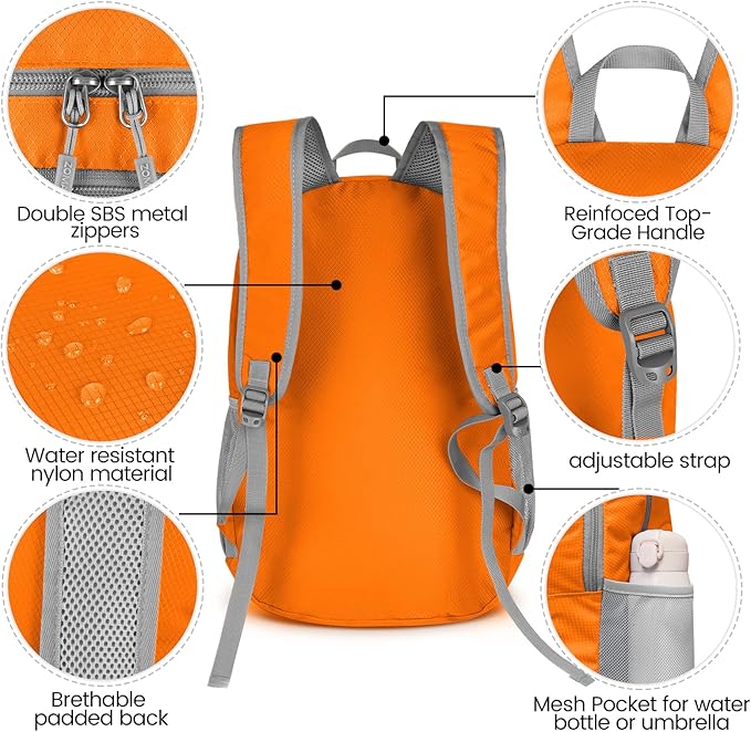 ZOMAKE Lightweight Packable Backpack 28L, Foldable Backpacks Water Resistant Collapsible Day Bag Light Daypack for Hiking