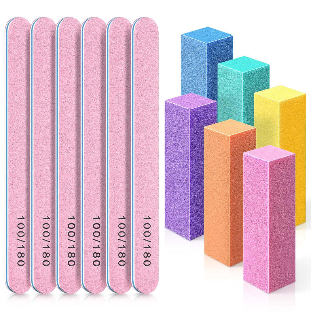 Tsmaddts Nail Buffers And Files, 6Pcs Nail Buffer Blocks, 6Pcs Nail Files 100/180 Grit, Professional Manicure Tools Kit, Nail Ca
