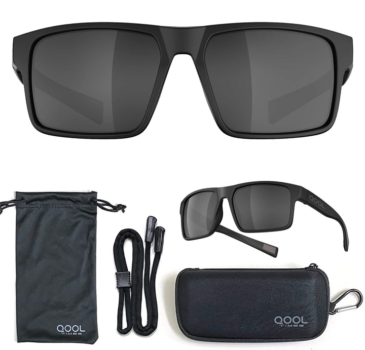 QOOL TIMES Living out your F1A Square Polarized smoke Sunglasses Men Women Fishing Running Driving