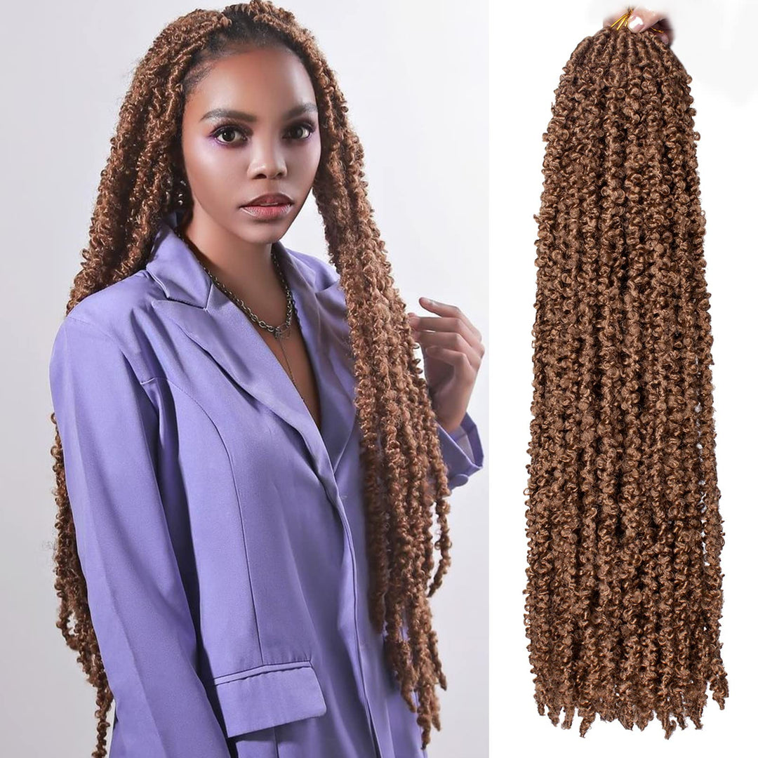 Zrq 30 Inch Butterfly Locs Crochet Hair 2 Packs Blonde Distressed Faux Locs Crochet Braids, Pre Looped Handmade Goddess Soft Loc