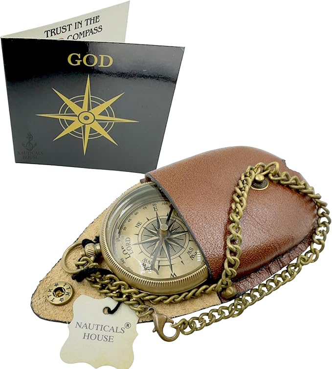 Bible Verse Brass Compass – “Trust in The Lord with All Your Heart” (Proverbs 3:5-6) | Religious Gifts for Men, Women, Boys, Girls, Teens | Daily Encouragement, Easter, Baptism, Faith-Based Keepsake