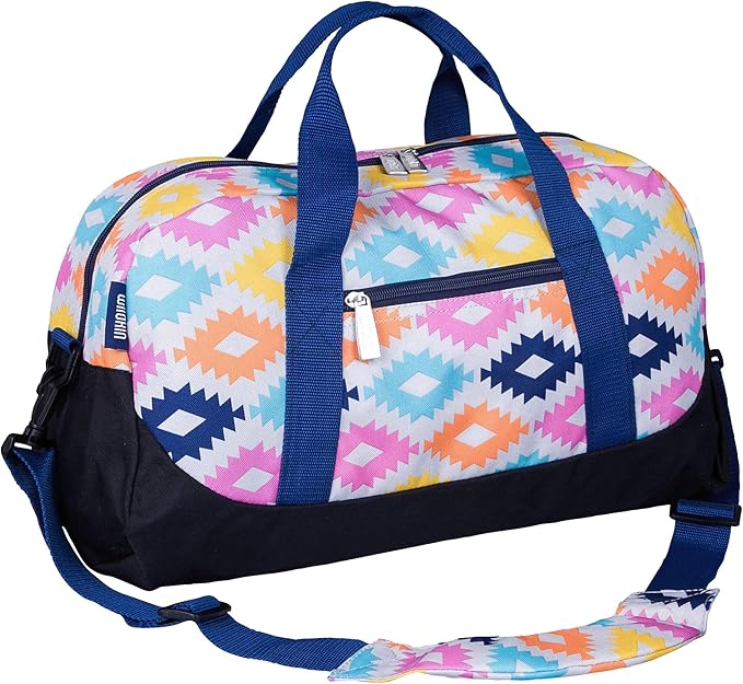 Wildkin Kids Overnighter Duffel Bag – Carry-On Size, Ideal for School & Sleepovers – Aztec