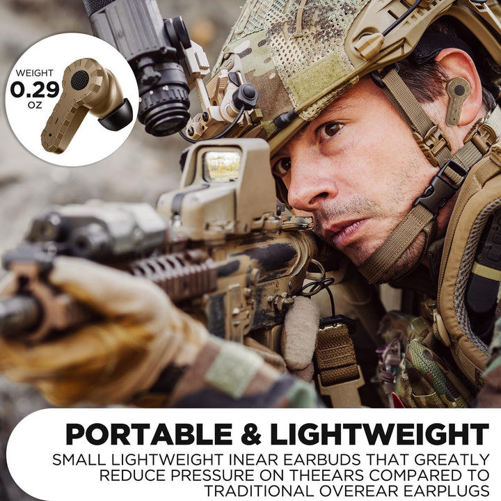 ARM NEXT Electronic Bluetooth Sound Suppression Ear Hearing Protection, NRR 27dB Wireless Earplug with Rechargeable Case, in-Ear Gun Sound Amplification Earbud for Shooting, Hunting and Range (Brown)