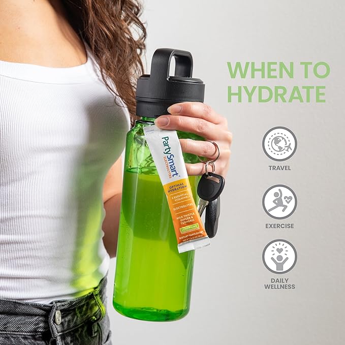 Himalaya PartySmart Lemon Lime Electrolytes Powder Packets, 12 Count, Support Hydration, Rehydrate with Sodium & Potassium, Vitamin C & more, Antioxidant Recovery Blend Milk Thistle, Ginger & Turmeric