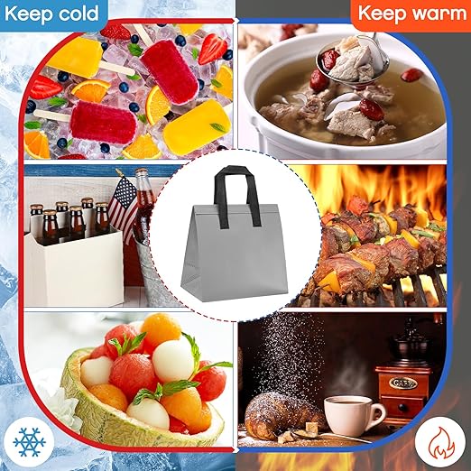 300 Pcs Insulated Take Away Bags Bulk Thermal Insulation Food for Coffee Milk Tea Hot Cold Food Fresh Seafood Cooler Pizza Delivery Bags for Catering Restaurant Grocery (Grey)