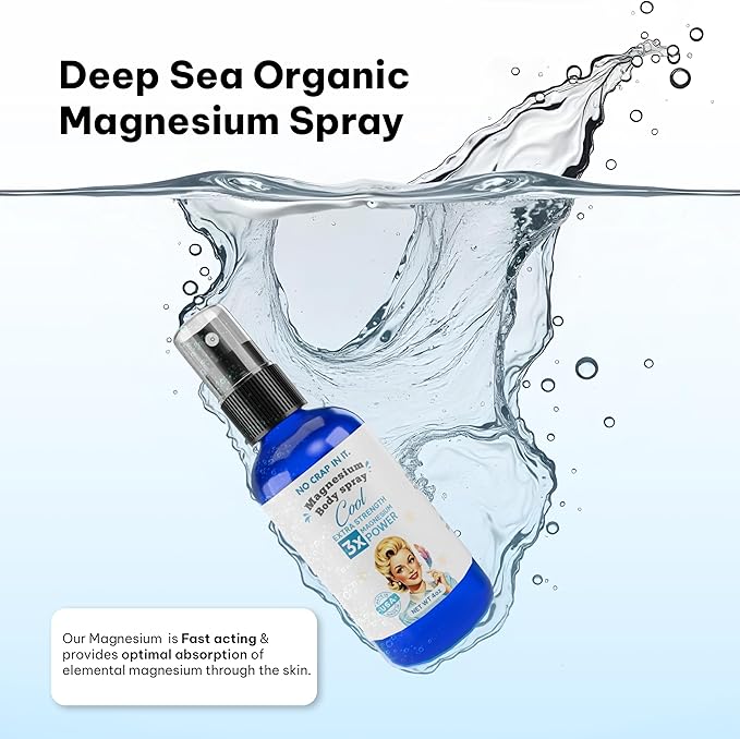 Magnesium Spray, Triple Action!- Spray Your Way to Wellness | Immediate Relief with Our Unique Magnesium Glycinate, Magnesium Citrate, Magnesium Chloride Blend Spray (Cool)