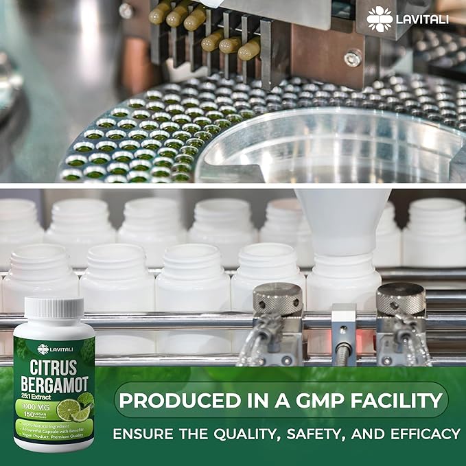 25x Concentrated Citrus Bergamot Extract Capsules, 150 Veggie Capsules, Citrus Bergamot 1000mg Capsules, Non-GMO, Gluten-Free, All Natural, Vegetarian Capsules