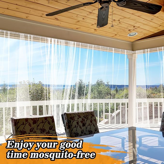 Mosquito Net for Patio - 10Ft x 33Ft for Each Garden Mesh Screen Barrier, Super Dense Patio Netting for Balcony Porch Umbrella Fruit Tree Gazebo Canopy RV Camping, White