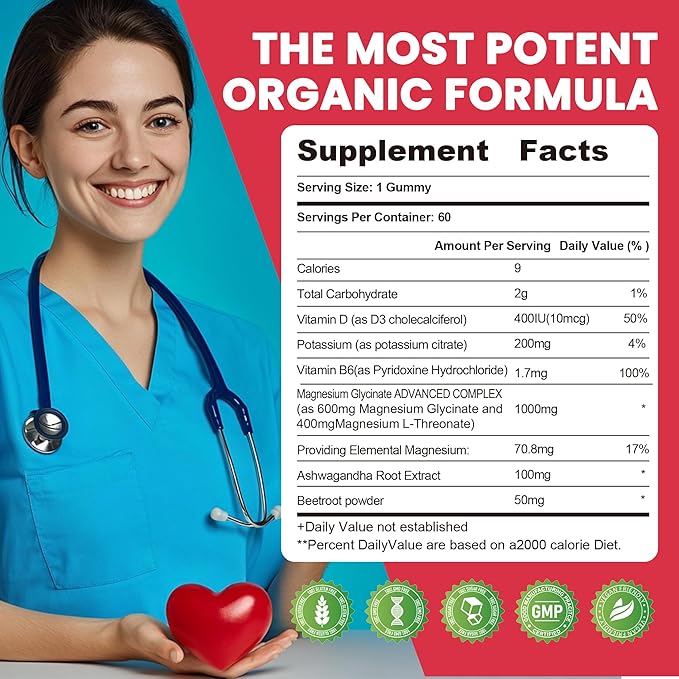 Potassium Magnesium Gummies,High Absorption Magnesium Glycinate,B6,D3,Potassium Citrate for Leg Cramps,Muscle,Electroyte for Adults Kids,Sugar-Free, 120 Gummies (Strawberry Flavor)