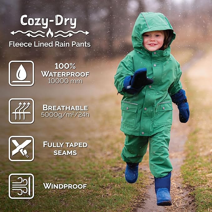 JAN & JUL Waterproof Fleece Lined Snow and Rain Pants for Toddlers and Kids