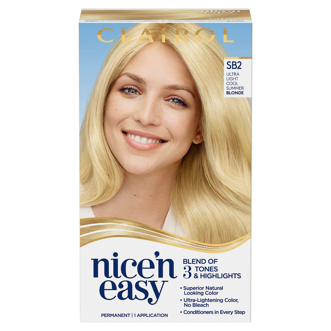 Clairol Nice'n Easy Permanent Hair Color, SB2 Ultra Light Cool Blonde, Pack of 1