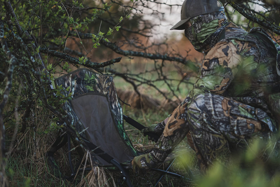 BOG Low Profile Turkey Ground Blind Chair with Rugged Construction, Aluminum Frame, Extended Seat Area & Ameristep Outdoors Mossy Oak Hunting Blinds Treestands Blinds, Mossy Oak Obsession