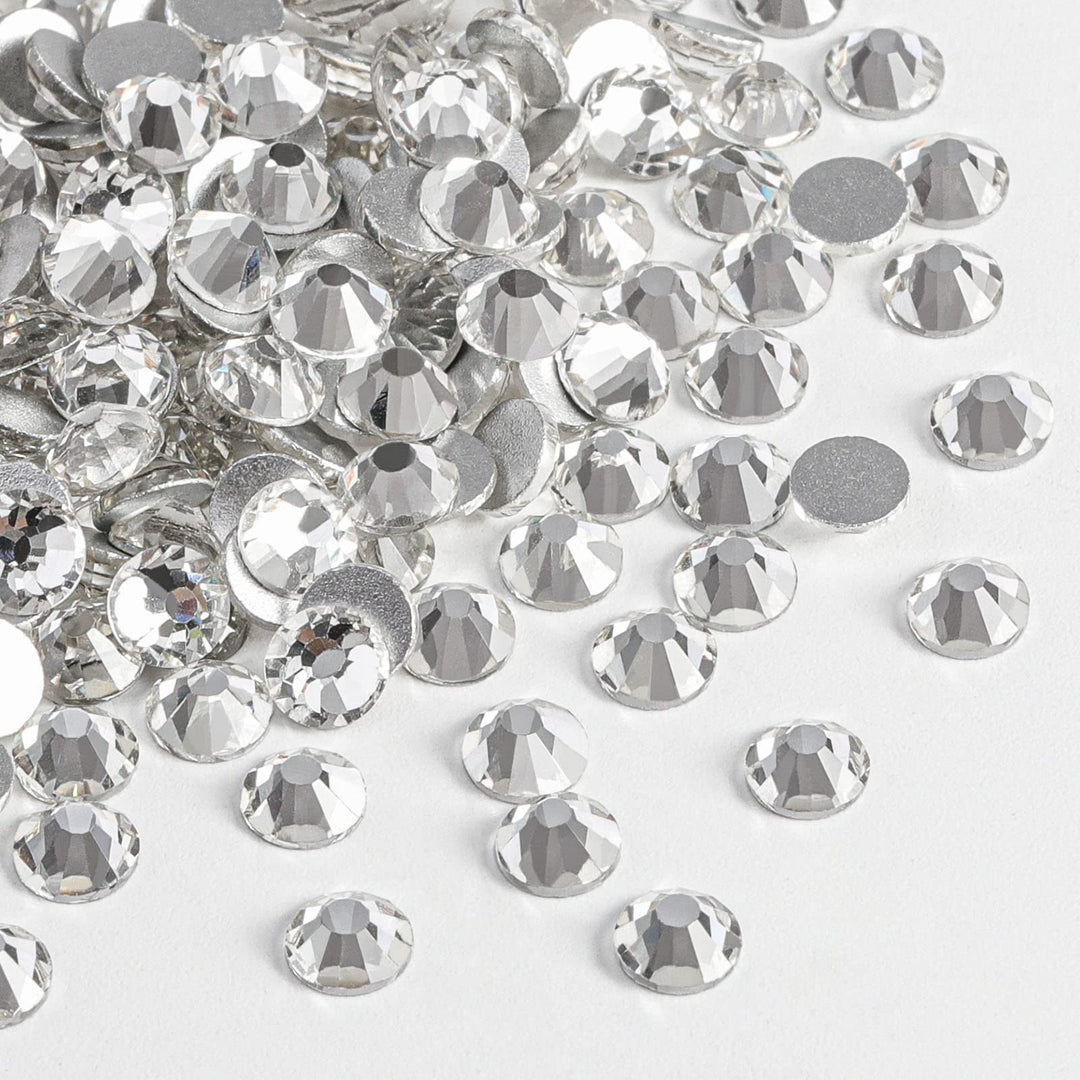 Beadsland 2880Pcs Flat Back Crystal Rhinestones Round Gems For Nail Art And Craft Glue Fix, Crystal,Ss6,1.9-2.1Mm