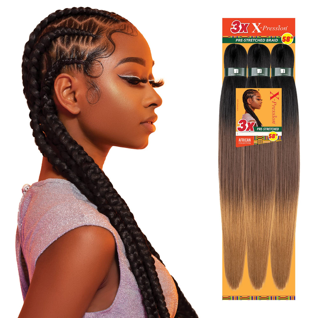 Sensationnel Xpression Prestretched Braiding Hair - 3X Xpression 58-Inch Kanekalon Flame Retardant Smooth Yaki Braid - 3X X-Pres