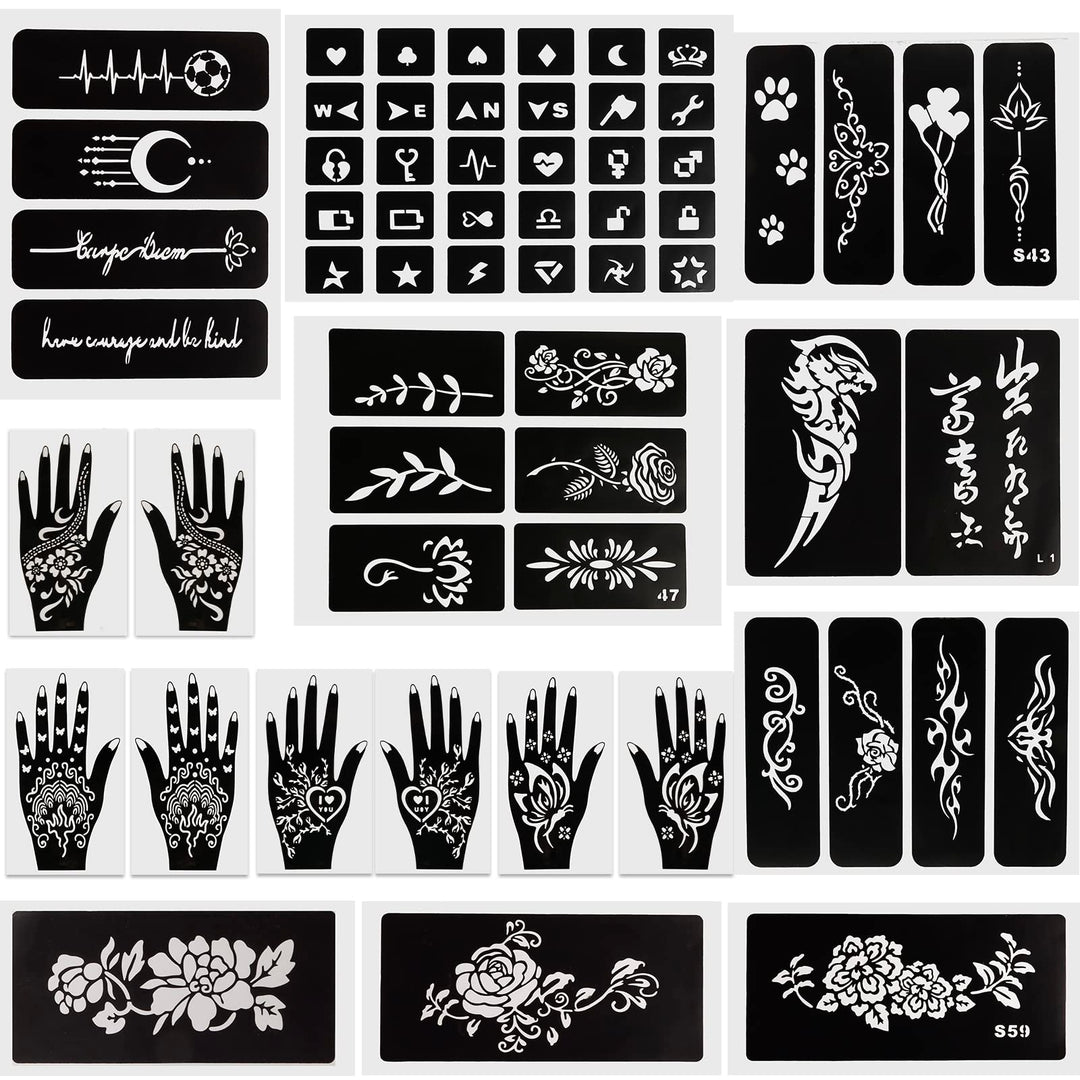 Kapopi Henna Tattoo Stencil Kit, Henna sexy temporary tattoo stickers For Women, girls and teenagers，Body Art Painting (Henna Tattoo Kit A)