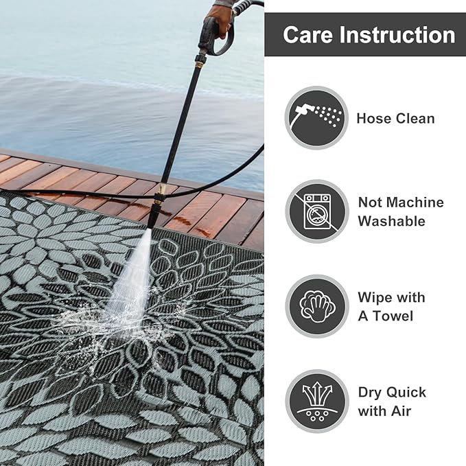 Anidaroel Outdoor Rugs 5x8ft for Patios Clearance Waterproof, Reversible Tropical Plastic Straw Camping Mat Outside Rug, Large Outdoor Area Rug for RV, Porch, Deck, Balcony, Picnic(5'x8')