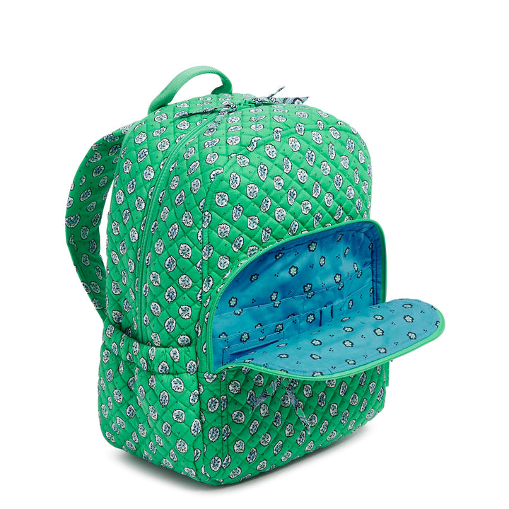 Vera Bradley Cotton Campus Backpack, Garden Green Leaf