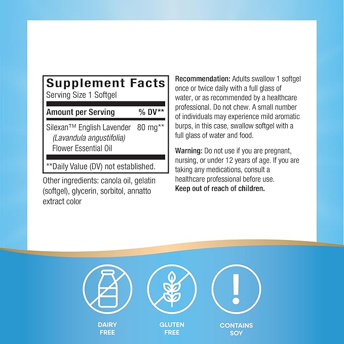 Nature's Way CalmAid, with Silexan Lavender Oil, Helps Reduce Tension and Stress*, Non-Drowsy, 30 Softgels (Packaging May Vary)