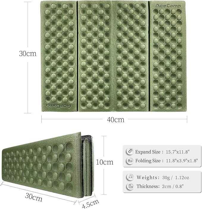AceCamp 3940 Portable Lightweight Mini Waterproof Folding Mat, Foam Sitting Pad for Outdoor Activities, Foldable Kneeling and Seat Cushion for Comfort, Red