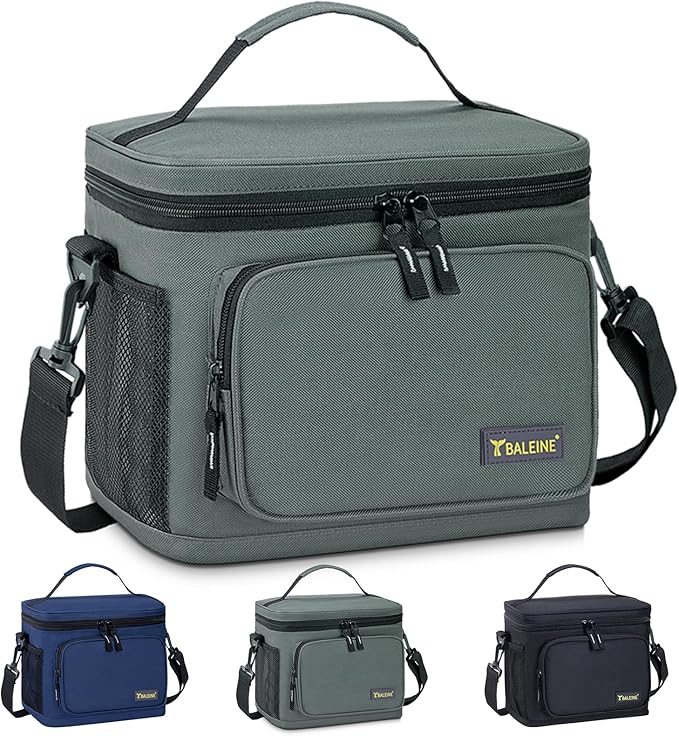 BALEINE Insulated Lunch Bag for Men Women, 15 Can Leakproof Cooler Bag with Adjustable Shoulder Strap for Work Picnic, Lunch Box for Women Men (Medium, Grey)