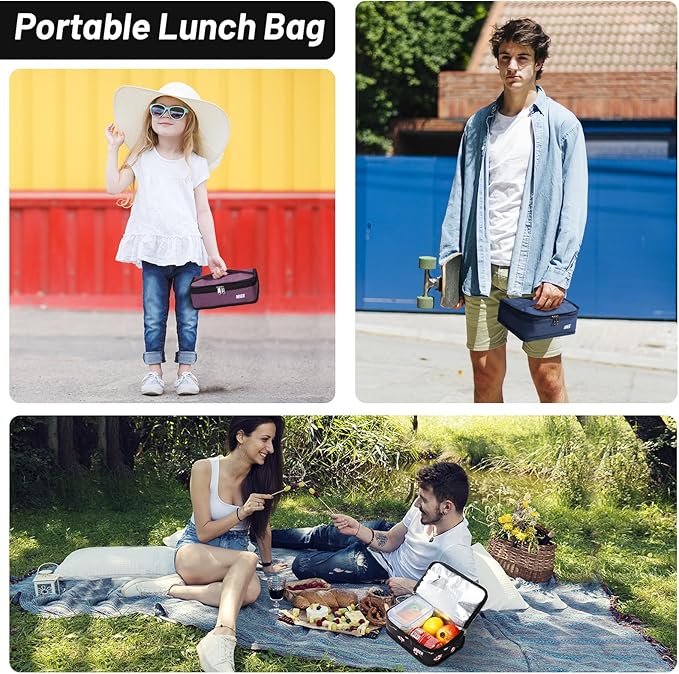 MIER Portable Thermal Insulated Cooler Bag Mini Lunch Bag for Kids, Purple