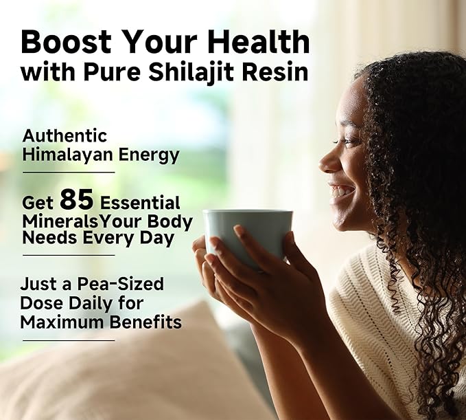 Shilajit Pure Himalayan Organic Shilajit Resin Supplement- Gold+ Grade with 85+ Trace Minerals with 75% Fulvic Acid, Overall Energy & Immune Support, Pure Shilajit for Men & Women, 65g