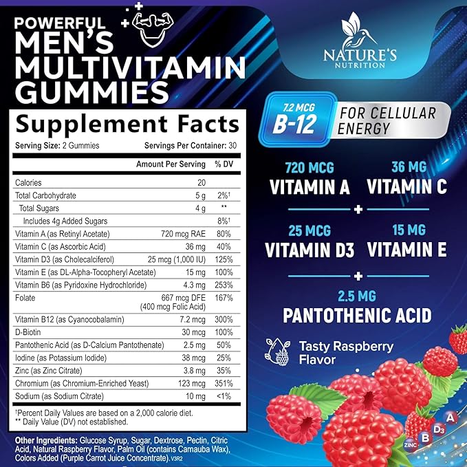 Multivitamin for Men - Daily Mens Multivitamins & Multiminerals with Vitamin D, Vitamin C, B12 Zinc & More - Energy, Memory, Focus & Immune Health Support - Essential for Men Over 40 - 60 Capsules