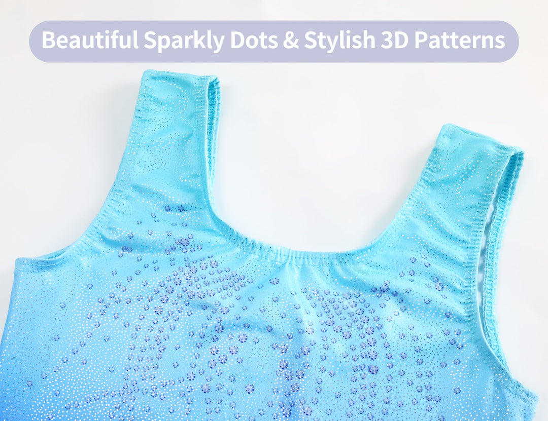 Domusgo Leotard for Girls Gymnastics Size 5-6 Years Old Shiny Pink Blue Biketard with Shorts