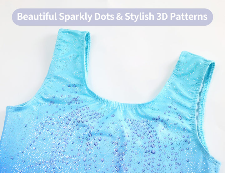 Domusgo Leotard for Girls Gymnastics Size 5-6 Years Old Shiny Pink Blue Biketard with Shorts