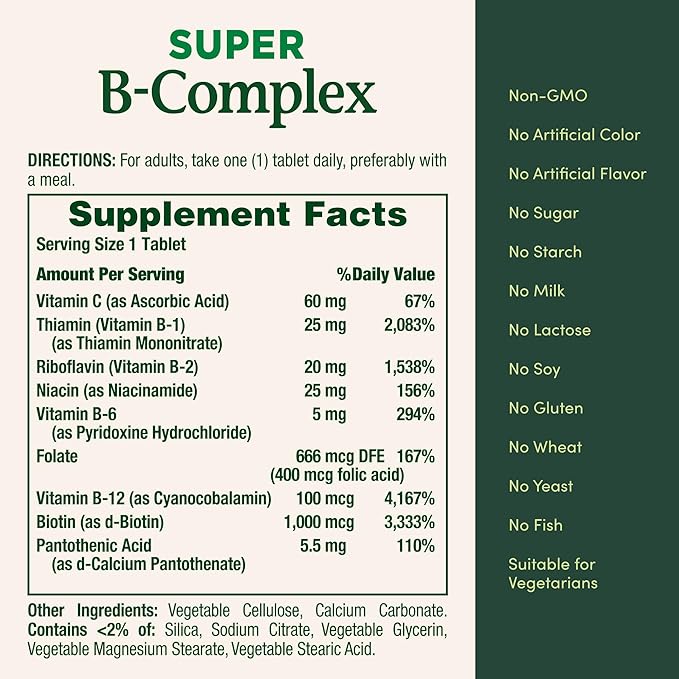 Nature's Bounty Super B Complex Vitamins with Vitamin C & Folic Acid, Vitamins for Immune & Cellular Energy Support, 150 Tablets