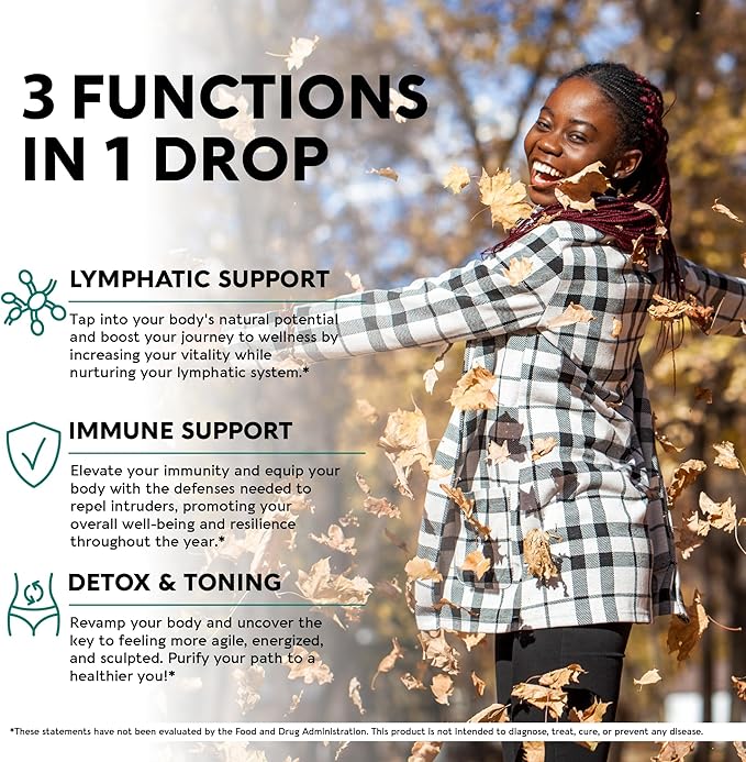 USDA Organic Lymphatic Drainage Supplement - Echinacea | Elderberry | Dandelion | Rosehip | Cleavers | Calendula | Burdock - Made in USA - Lymph System Drops - Immune Support, Cleanse & Detox, 3 Pack