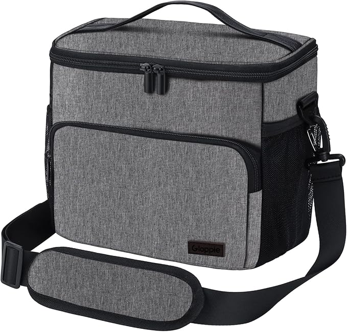 Gloppie Lunch Box for Men Women Insulated Lunch Bag Reusable Lunch Cooler Bag, Grey