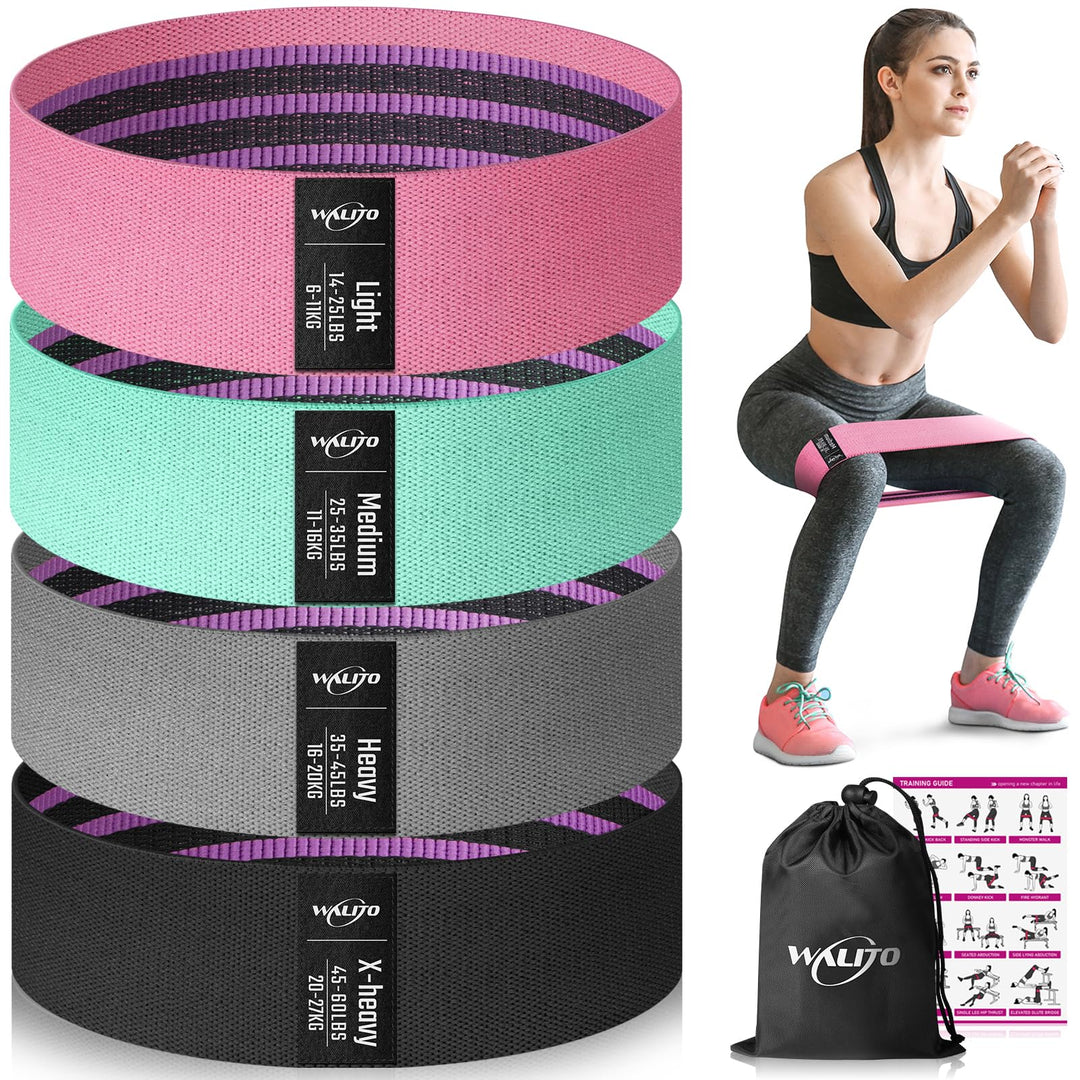 WALITO Resistance Bands for Legs and Butt, Fabric Exercise Loop Bands Yoga, Pilates, Rehab, Fitness and Home Workout, Strength Bands for Booty