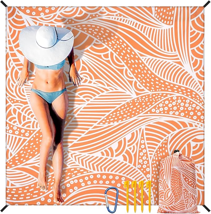 AISPARKY Beach Blanket Waterproof Sandproof Quick Drying Beach Mat Extra Large Outdoor Picnic Blanket for Travel Camping Hiking