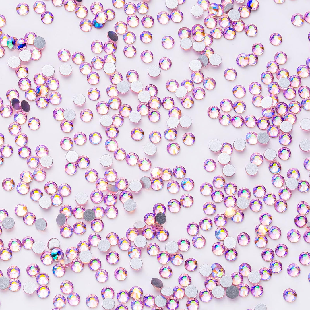 1440Pcs Pink Ab Crystal Rhinestones,Glass Flatback Rhinestones Small Gemstones For Nail Face Makeup Art Crafts Clothes Decoratio