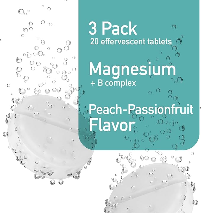 Effervescent Magnesium + B Complex Dietary Supplement, 3-Pack, 60 Tablets