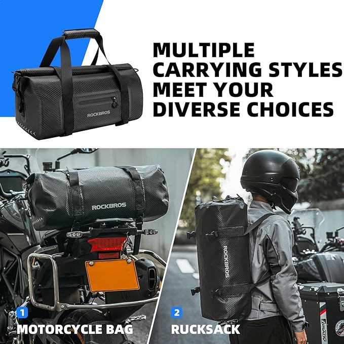 ROCKBROS Waterproof Duffel Bag 20-60L Motorcycle Travel Dry Duffel Bag for Motorcycling Boating Kayaking Camping Fishing Outdoor Adventure for Men Women